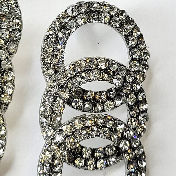 Long Rhinestone Tassel Earrings - Picture 9 of 11